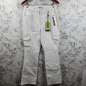 Bluespice Bootcut‎ White Cargo Jeans Size 11 Stretch Recycled New